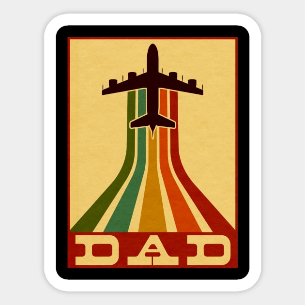 Retro Pilot Dad Vintage Airplane Aviation Father Sticker by theperfectpresents